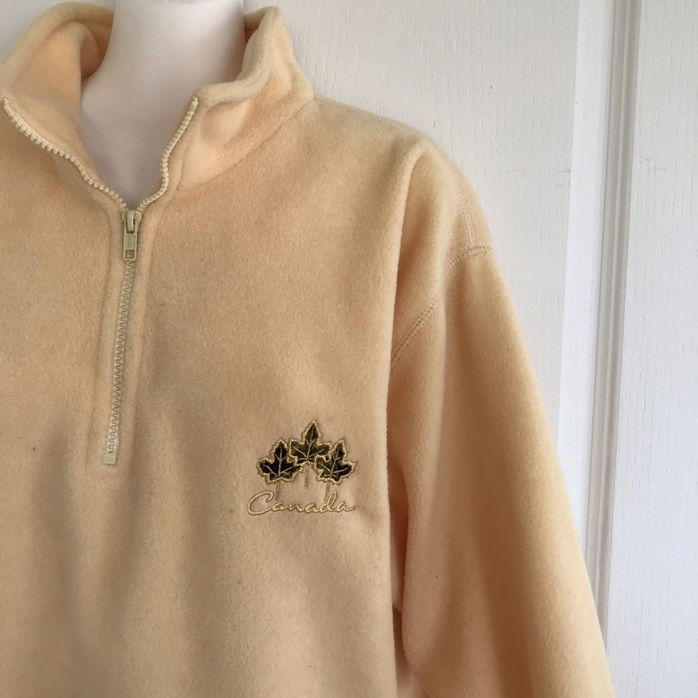 CityScape Canada Souvenir Embroidered Quarter-Zip Fleece Pullover Sweater